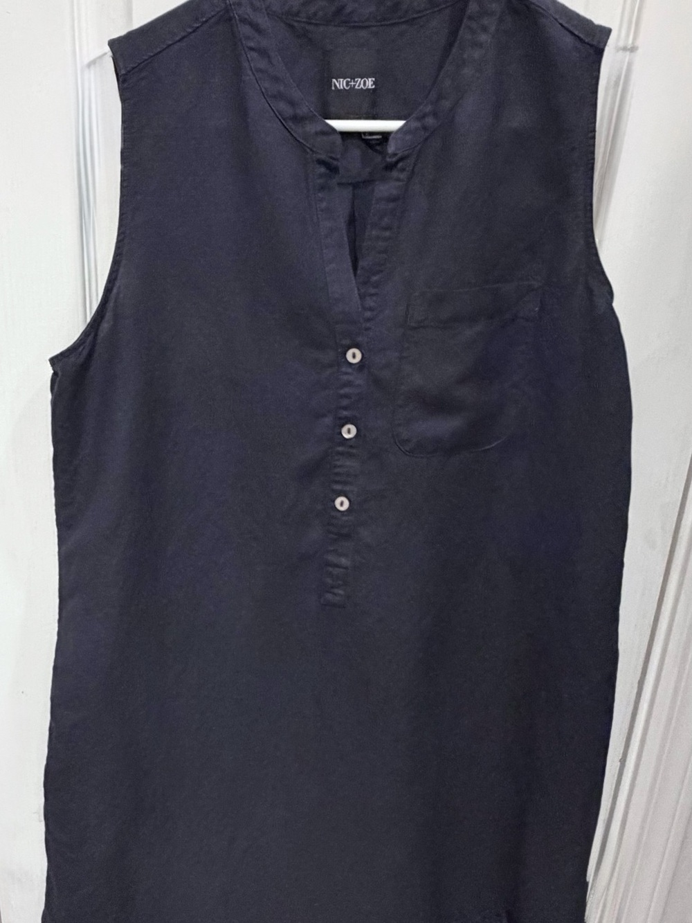 NIC+ZOE Navy Sleeveless Linen Dress